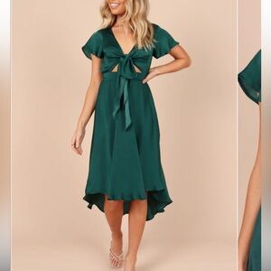 Petal + Pup Amanda Hi Lo Tie front dress in emerald